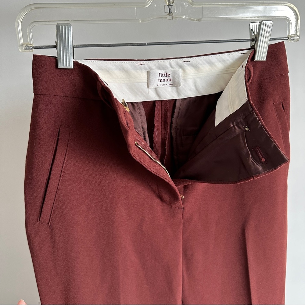 Aritzia Little Moon Negroni Cropped Trousers in Burgundy, US 0